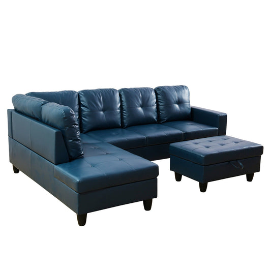 Ensemble de canapé semi-cuir synthétique PU 3 pièces pour salon