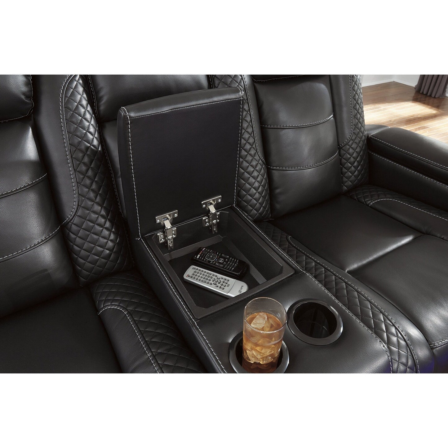 Fauteuil inclinable noir à commande électrique Party Time de Signature Design by Ashley