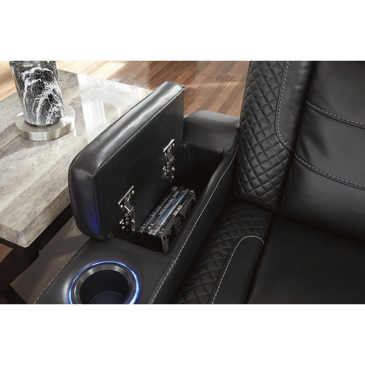 Fauteuil inclinable noir à commande électrique Party Time de Signature Design by Ashley