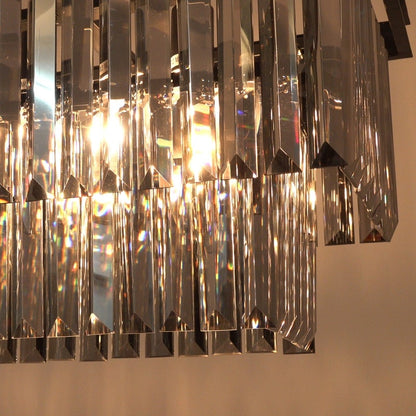 Luminaire suspendu à 2 niveaux pour îlot de cuisine, style moderne et contemporain, avec cristaux, gris fumé et noir, 47 po.