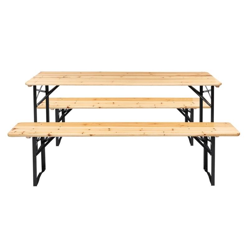 Ensemble de pique-nique pliable en bois massif
