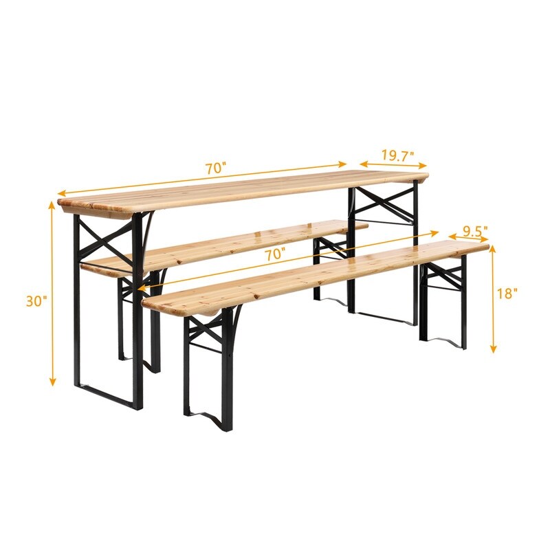 Ensemble de pique-nique pliable en bois massif