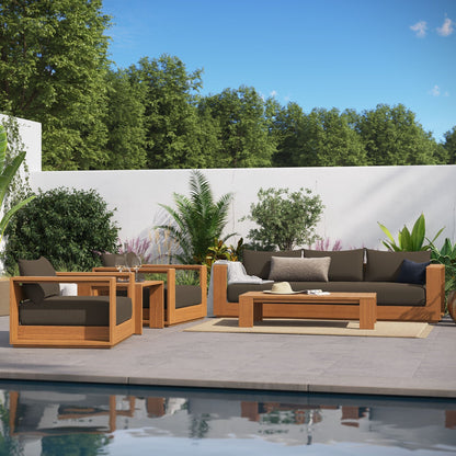 Ensemble de meubles de patio d'extérieur Tahoe en bois d'acacia, 5 pièces
