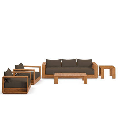 Ensemble de meubles de patio d'extérieur Tahoe en bois d'acacia, 5 pièces