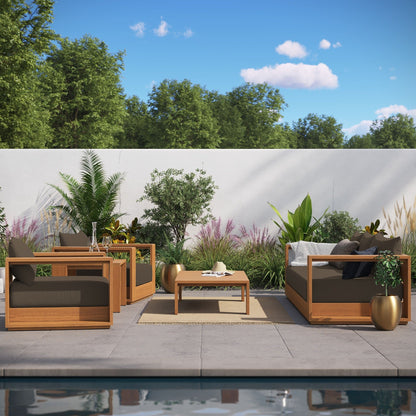 Ensemble de meubles de patio d'extérieur Tahoe en bois d'acacia, 5 pièces