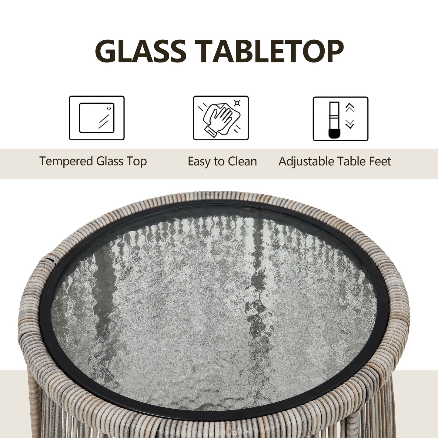 Ensemble de bistro en osier pour extérieur, 3 pièces, ensemble de chaises de patio en rotin résistant aux intempéries avec coussins.