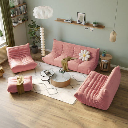 Ensembles de canapé pouf en velours Teddy