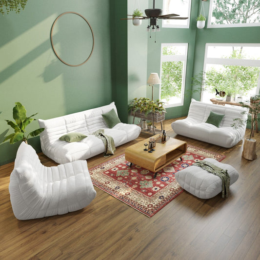 Ensembles de canapé pouf en velours Teddy