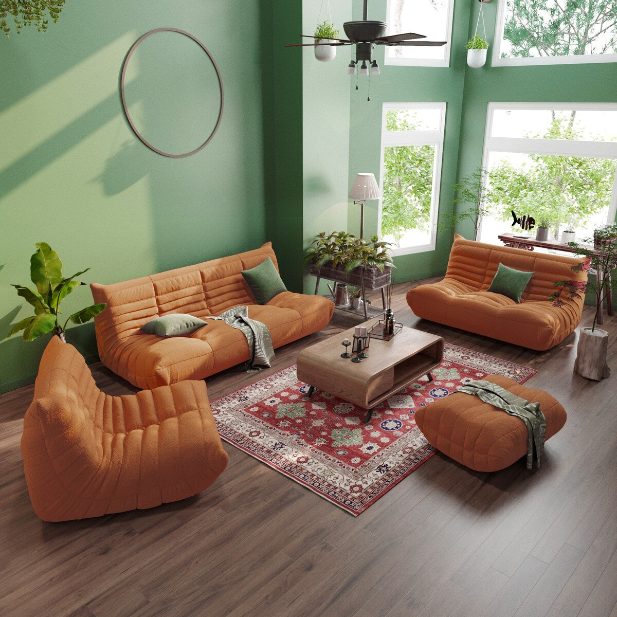 Ensembles de canapé pouf en velours Teddy