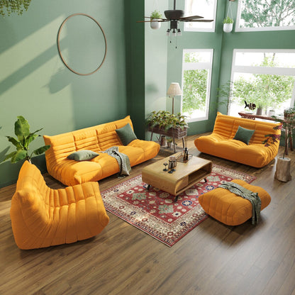 Ensembles de canapé pouf en velours Teddy
