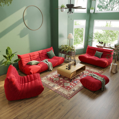 Ensembles de canapé pouf en velours Teddy