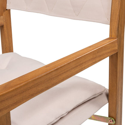 Chaise de réalisateur pliable en bois d'acacia pour extérieur, dossier en losanges matelassés, style milieu de siècle, avec coussin, modèle Theo Classic, par JONATHAN Y (lot de 2)