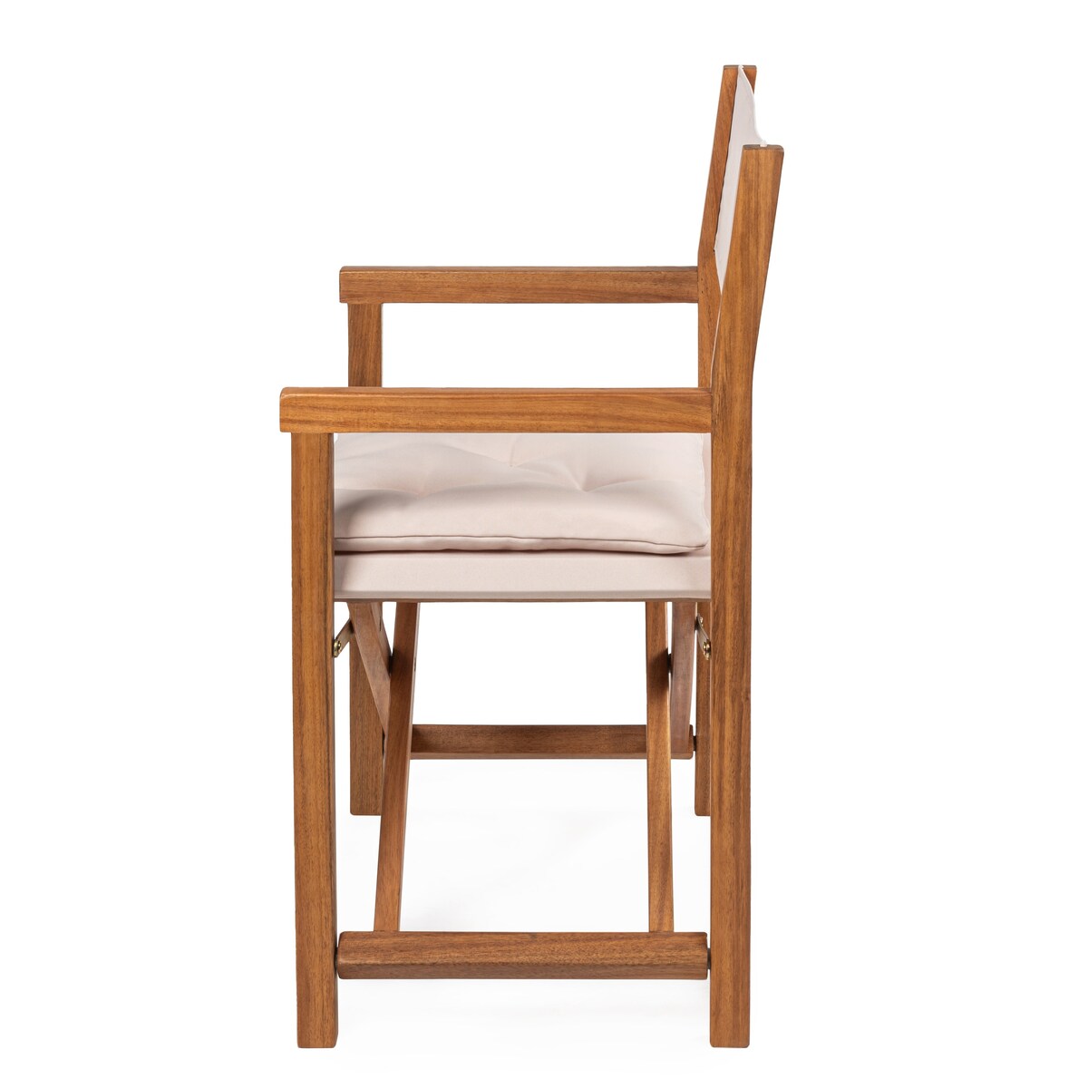 Chaise de réalisateur pliable en bois d'acacia pour extérieur, dossier en losanges matelassés, style milieu de siècle, avec coussin, modèle Theo Classic, par JONATHAN Y (lot de 2)