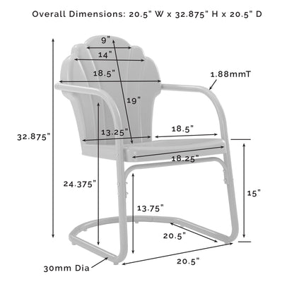 Ensemble de bistro pour extérieur Crosley Tulip 3 pièces - 98 L x 29 P x 32,88 H (les dimensions sont en pouces)