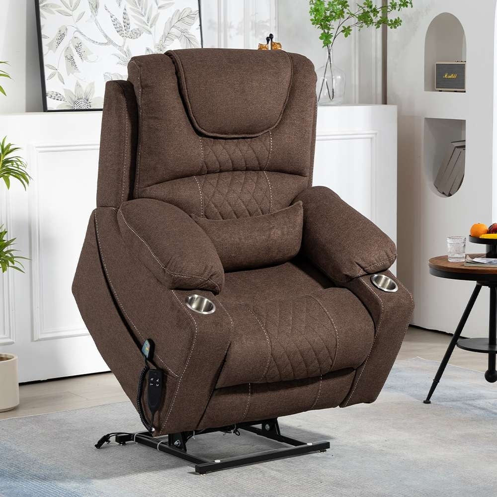 Chaise inclinable à levage électrique améliorée, modèle phare, à double moteur, avec contrôle indépendant, surdimensionnée, inclinable à 180° et à dossier plat.