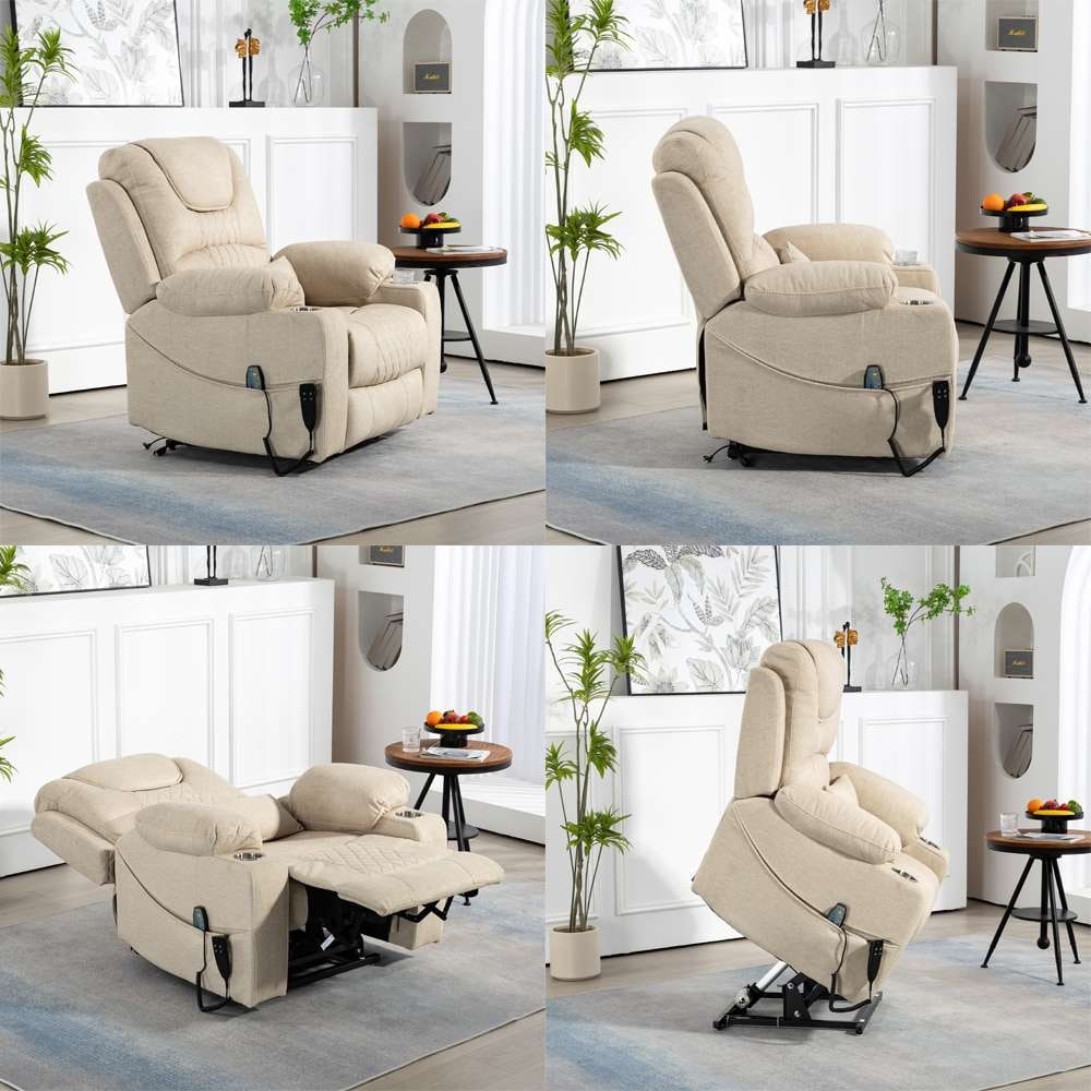 Chaise inclinable à levage électrique améliorée, modèle phare, à double moteur, avec contrôle indépendant, surdimensionnée, inclinable à 180° et à dossier plat.