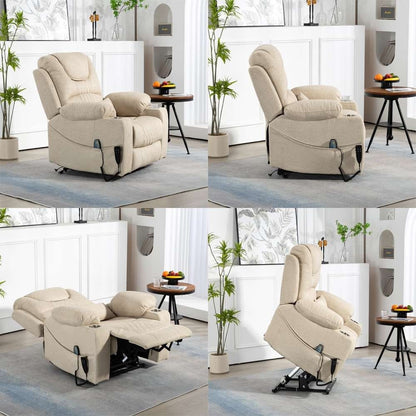 Chaise inclinable à levage électrique améliorée, modèle phare, à double moteur, avec contrôle indépendant, surdimensionnée, inclinable à 180° et à dossier plat.
