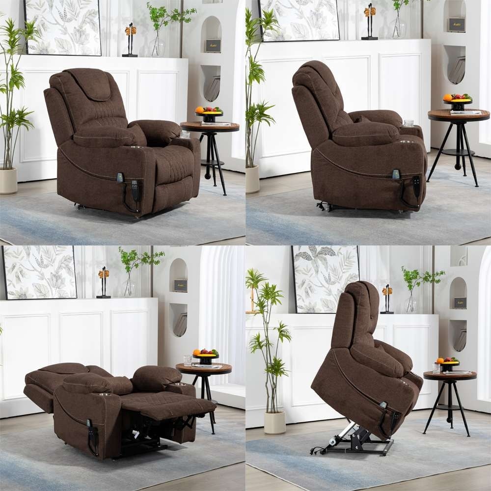 Chaise inclinable à levage électrique améliorée, modèle phare, à double moteur, avec contrôle indépendant, surdimensionnée, inclinable à 180° et à dossier plat.