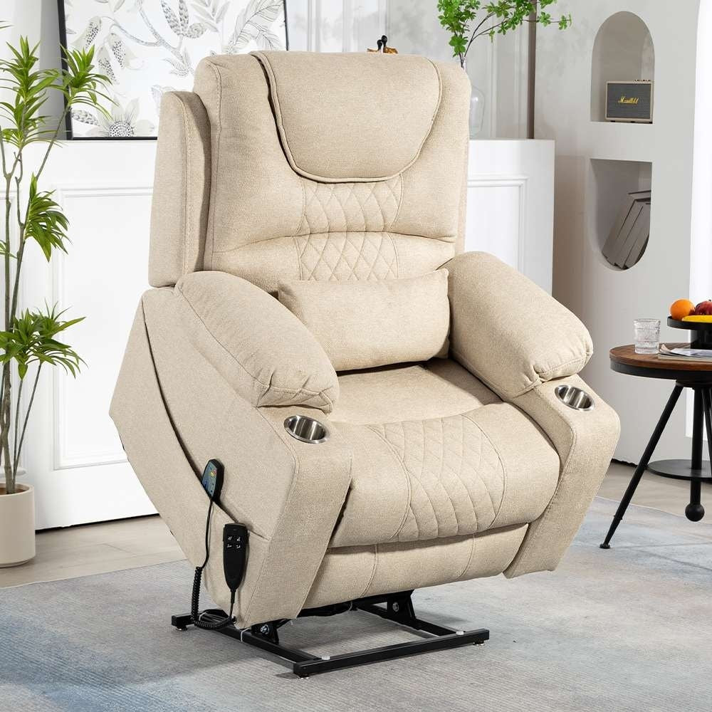 Chaise inclinable à levage électrique améliorée, modèle phare, à double moteur, avec contrôle indépendant, surdimensionnée, inclinable à 180° et à dossier plat.
