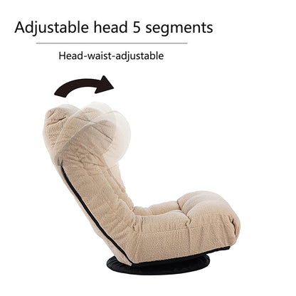 Ensemble de fauteuil inclinable sans accoudoirs, recouvert de tissu, avec repose-pieds et appuie-tête réglable.