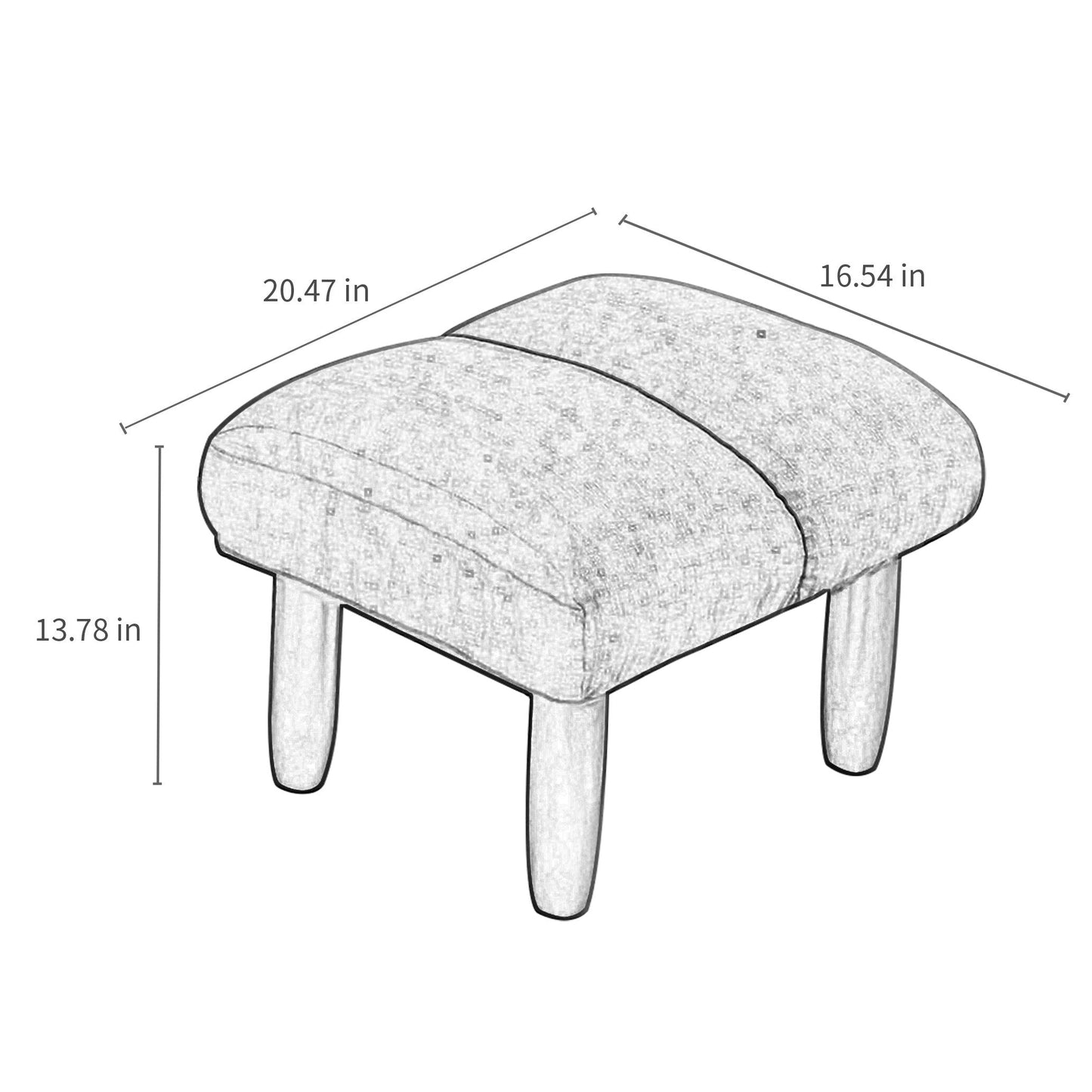 Ensemble de fauteuil inclinable sans accoudoirs, recouvert de tissu, avec repose-pieds et appuie-tête réglable.