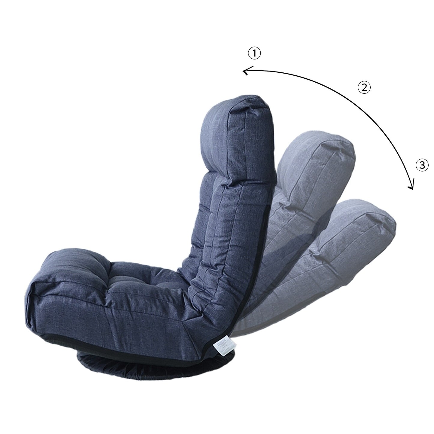 Ensemble de fauteuil inclinable sans accoudoirs, recouvert de tissu, avec repose-pieds et appuie-tête réglable.