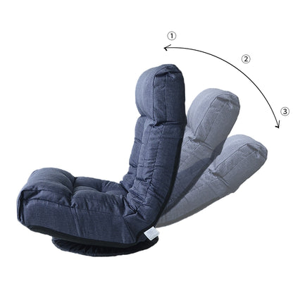 Ensemble de fauteuil inclinable sans accoudoirs, recouvert de tissu, avec repose-pieds et appuie-tête réglable.