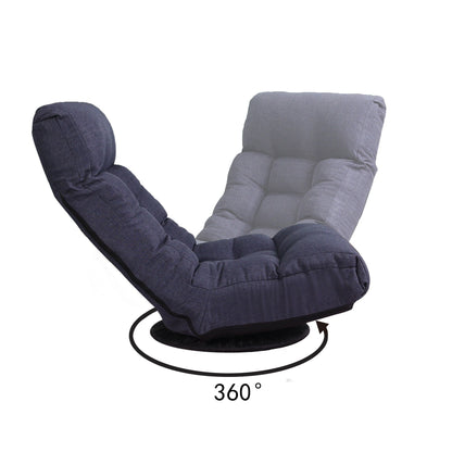 Ensemble de fauteuil inclinable sans accoudoirs, recouvert de tissu, avec repose-pieds et appuie-tête réglable.