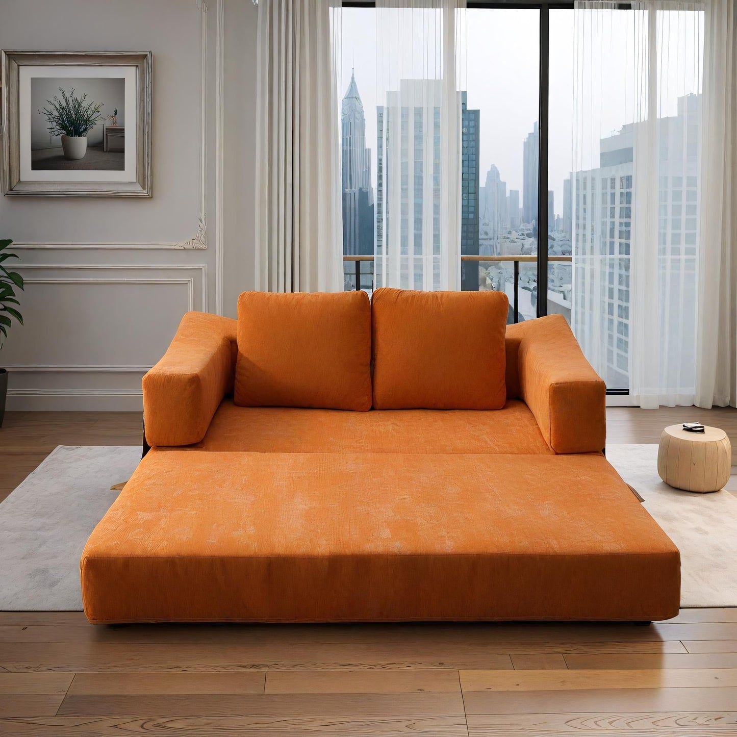 Canapé-lit convertible rembourré de 70,87 pouces, chaise convertible, canapé de sol confortable pour salon, chambre à coucher, tissu chenille