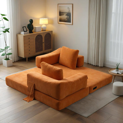 Canapé-lit convertible rembourré de 70,87 pouces, chaise convertible, canapé de sol confortable pour salon, chambre à coucher, tissu chenille