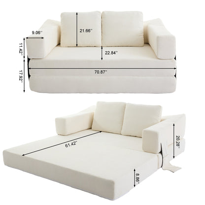 Canapé-lit convertible rembourré de 70,87 pouces, chaise convertible, canapé de sol confortable pour salon, chambre à coucher, tissu chenille