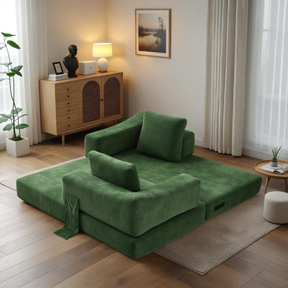 Canapé-lit convertible rembourré de 70,87 pouces, chaise convertible, canapé de sol confortable pour salon, chambre à coucher, tissu chenille