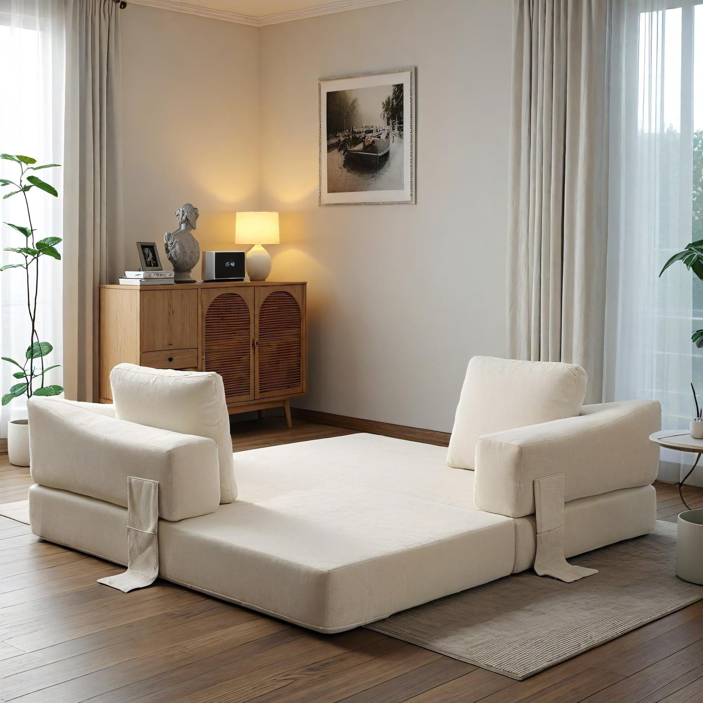 Canapé-lit convertible rembourré de 70,87 pouces, chaise convertible, canapé de sol confortable pour salon, chambre à coucher, tissu chenille
