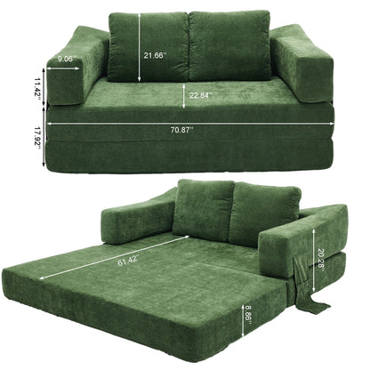 Canapé-lit convertible rembourré de 70,87 pouces, chaise convertible, canapé de sol confortable pour salon, chambre à coucher, tissu chenille