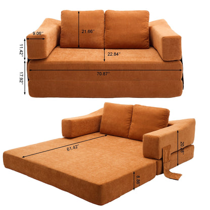 Canapé-lit convertible rembourré de 70,87 pouces, chaise convertible, canapé de sol confortable pour salon, chambre à coucher, tissu chenille