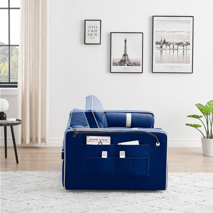 Canapé-lit convertible en velours de 139 cm (55 pouces) à 2 places avec lit escamotable, dossier inclinable, poches latérales et porte-téléphone.
