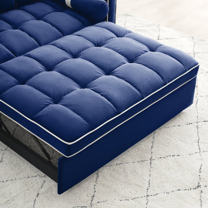 Canapé-lit convertible en velours de 139 cm (55 pouces) à 2 places avec lit escamotable, dossier inclinable, poches latérales et porte-téléphone.