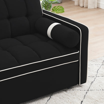Canapé-lit convertible en velours de 139 cm (55 pouces) à 2 places avec lit escamotable, dossier inclinable, poches latérales et porte-téléphone.