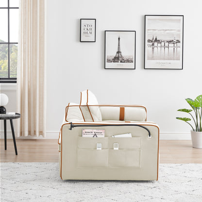 Canapé-lit convertible en velours de 139 cm (55 pouces) à 2 places avec lit escamotable, dossier inclinable, poches latérales et porte-téléphone.