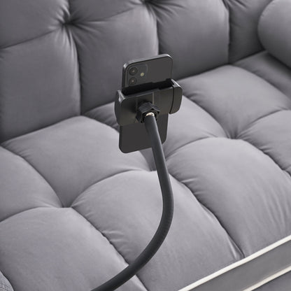 Canapé-lit convertible en velours de 139 cm (55 pouces) à 2 places avec lit escamotable, dossier inclinable, poches latérales et porte-téléphone.