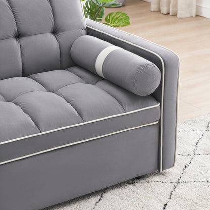Canapé-lit convertible en velours de 139 cm (55 pouces) à 2 places avec lit escamotable, dossier inclinable, poches latérales et porte-téléphone.