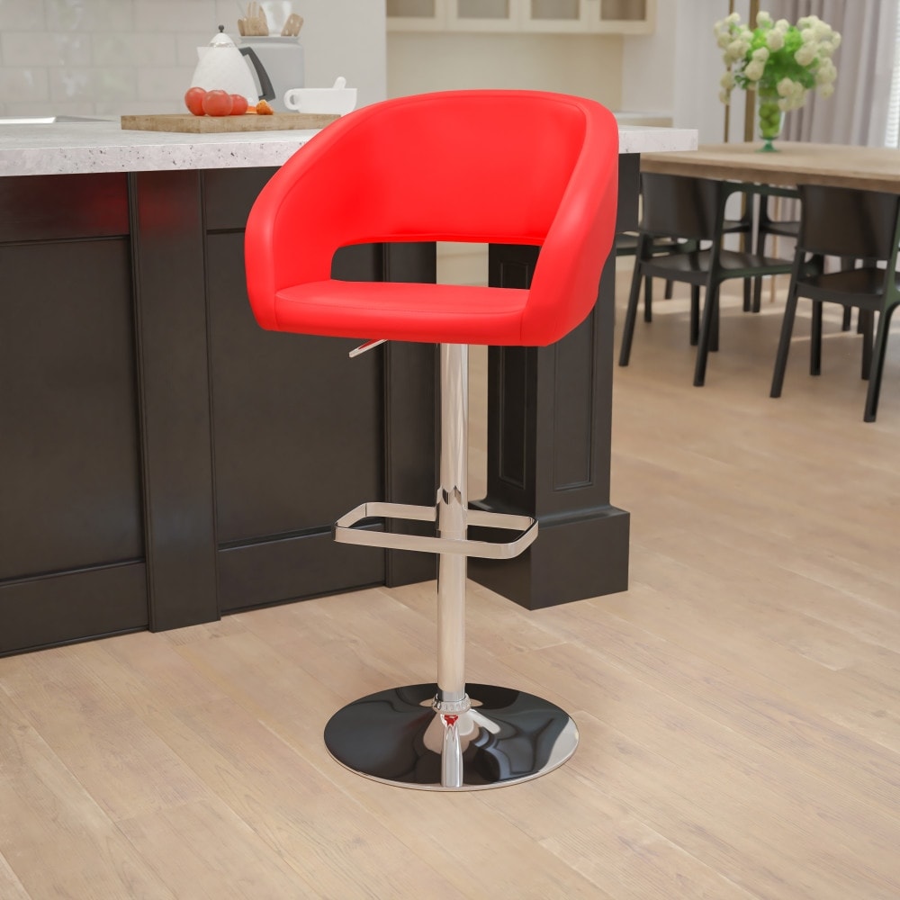 Tabouret de bar moderne rembourré et à hauteur réglable avec dossier arrondi