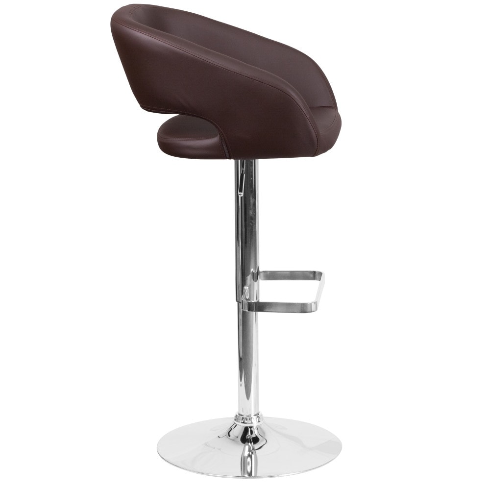 Tabouret de bar moderne rembourré et à hauteur réglable avec dossier arrondi