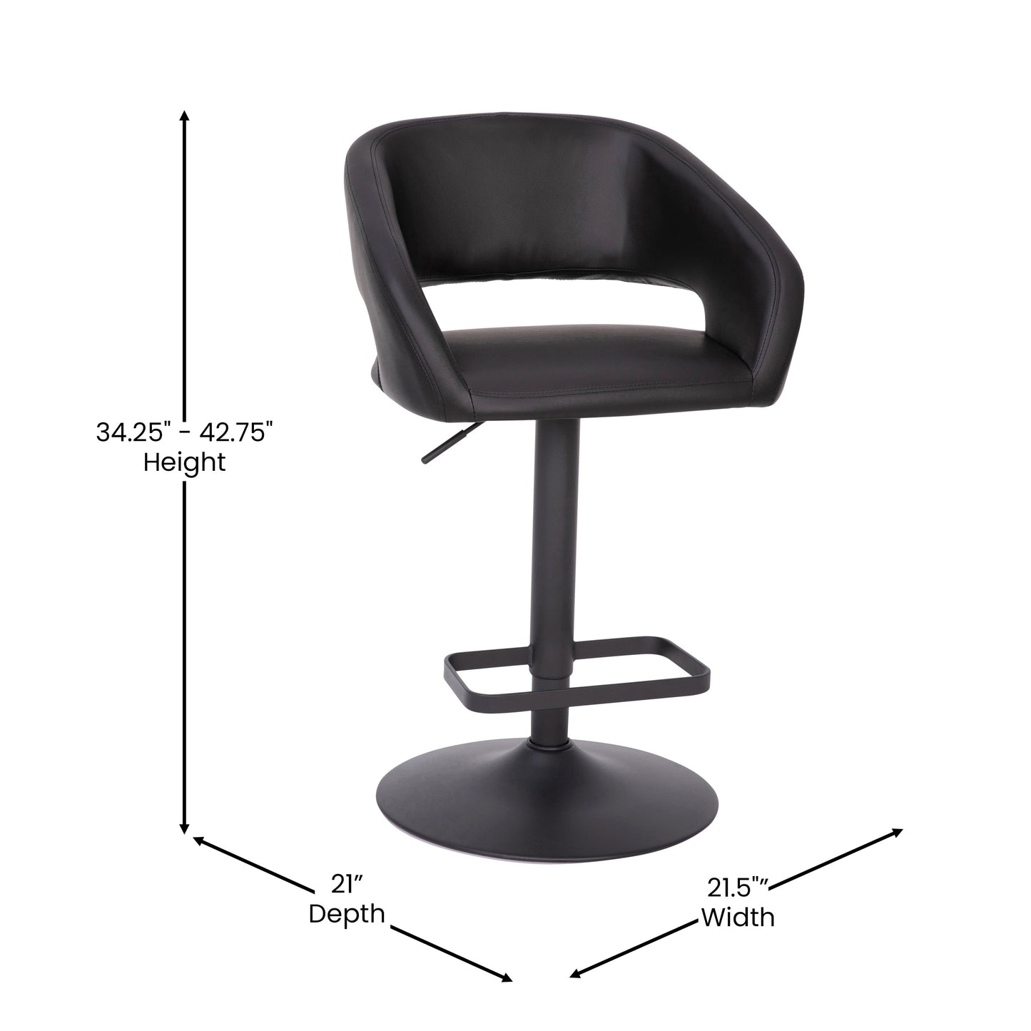 Tabouret de bar moderne rembourré et à hauteur réglable avec dossier arrondi