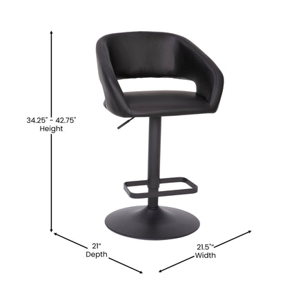Tabouret de bar moderne rembourré et à hauteur réglable avec dossier arrondi