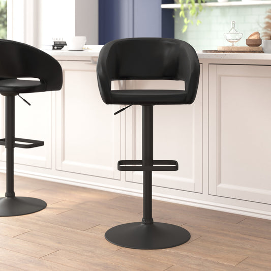 Tabouret de bar moderne rembourré et à hauteur réglable avec dossier arrondi