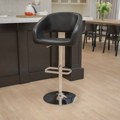 Tabouret de bar moderne rembourré et à hauteur réglable avec dossier arrondi