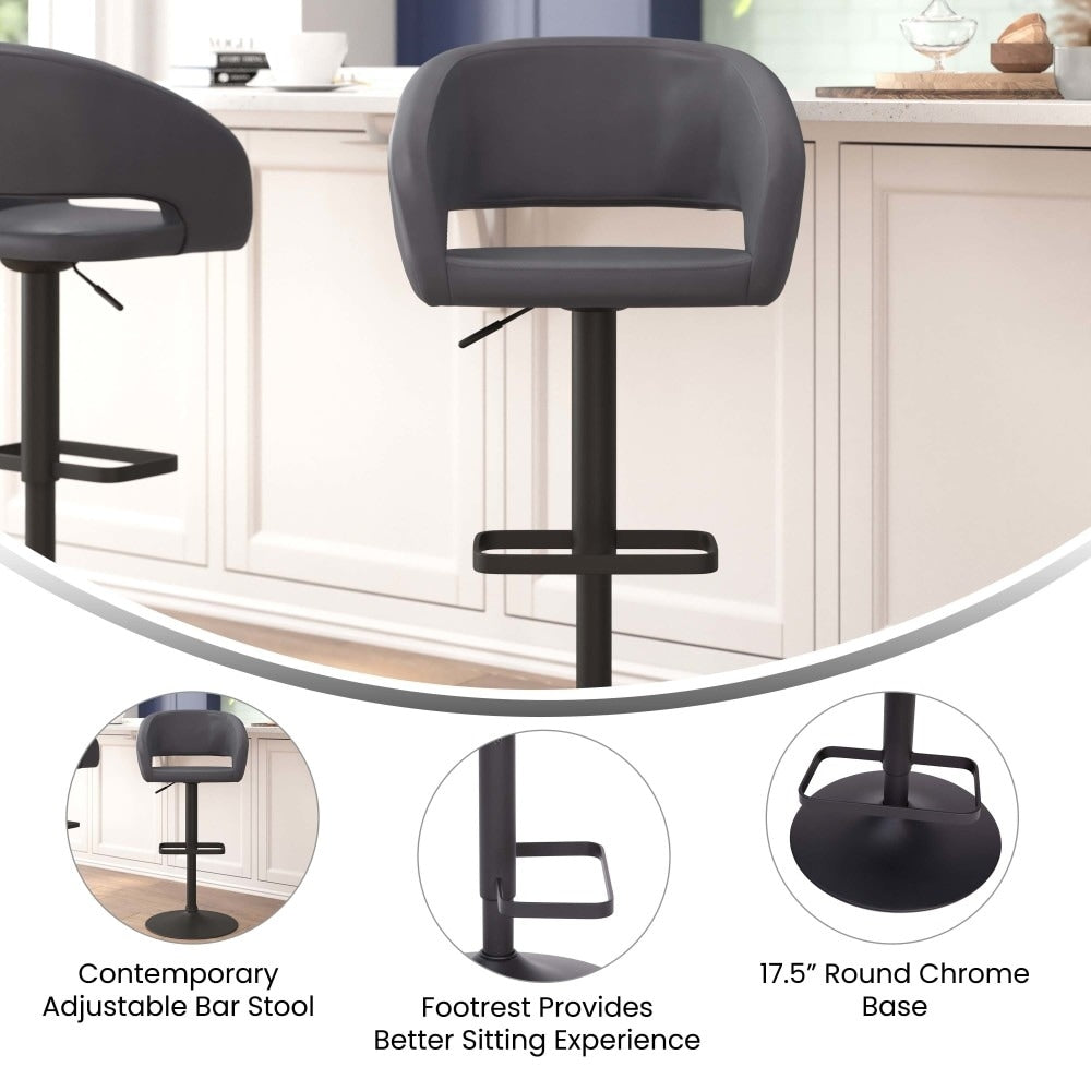 Tabouret de bar moderne rembourré et à hauteur réglable avec dossier arrondi