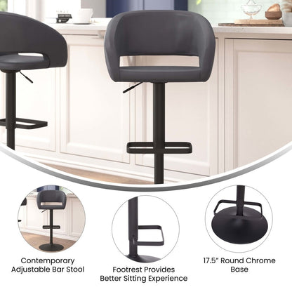 Tabouret de bar moderne rembourré et à hauteur réglable avec dossier arrondi