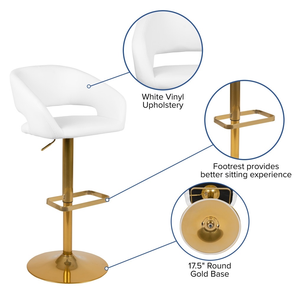 Tabouret de bar moderne rembourré et à hauteur réglable avec dossier arrondi